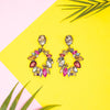 Red Yellow Crystal Wreath Drop Earrings