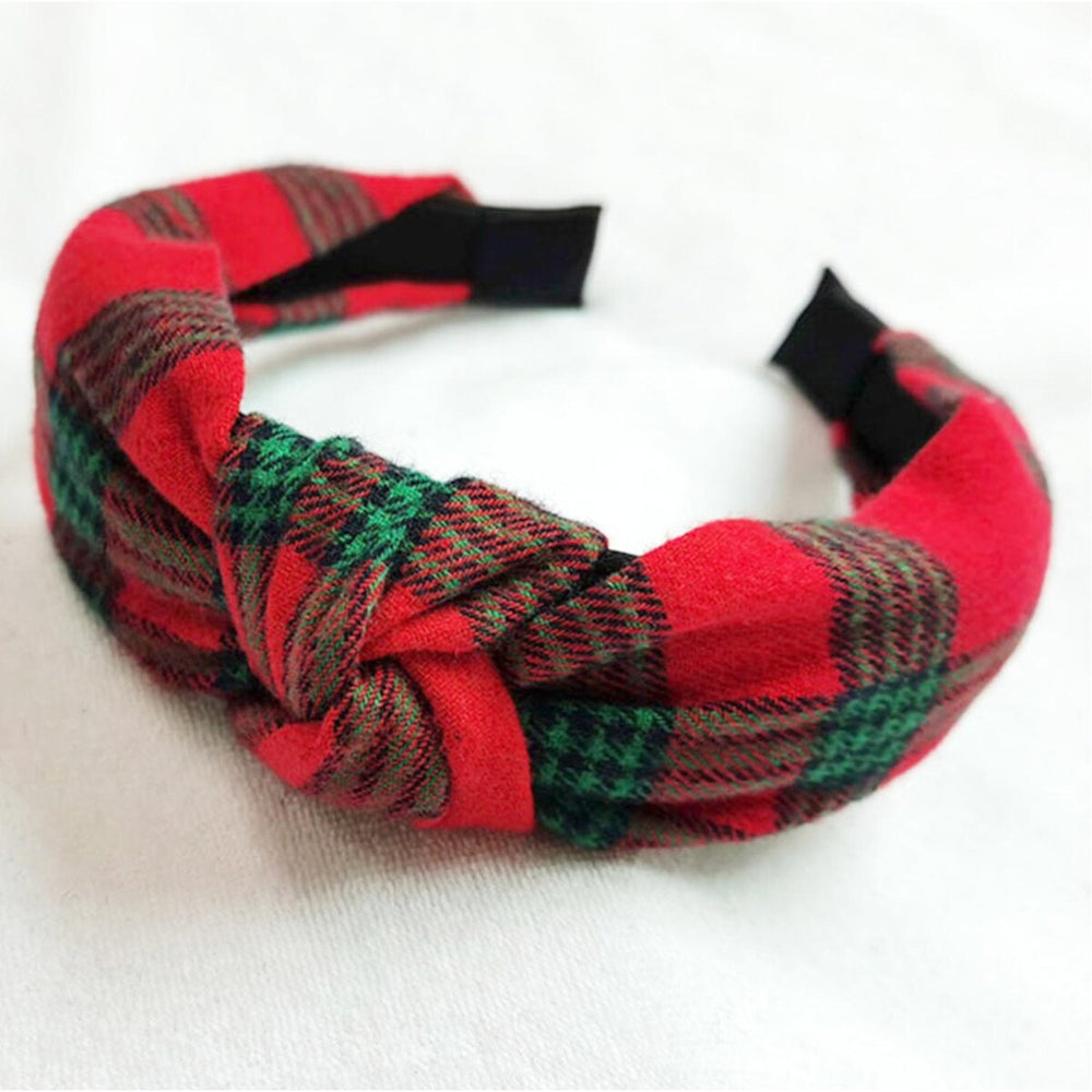 Red & Green Plaid Tartan Knotted Headband