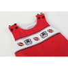 Red and Black Bulldog and Football Smocked Overalls