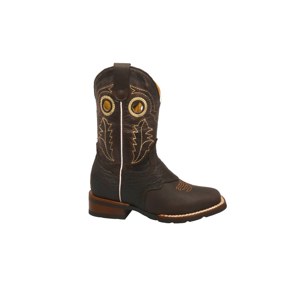 RedHawk Boot Co. Kids Wide Square Toe Cowboy Boots in Bull Mocha