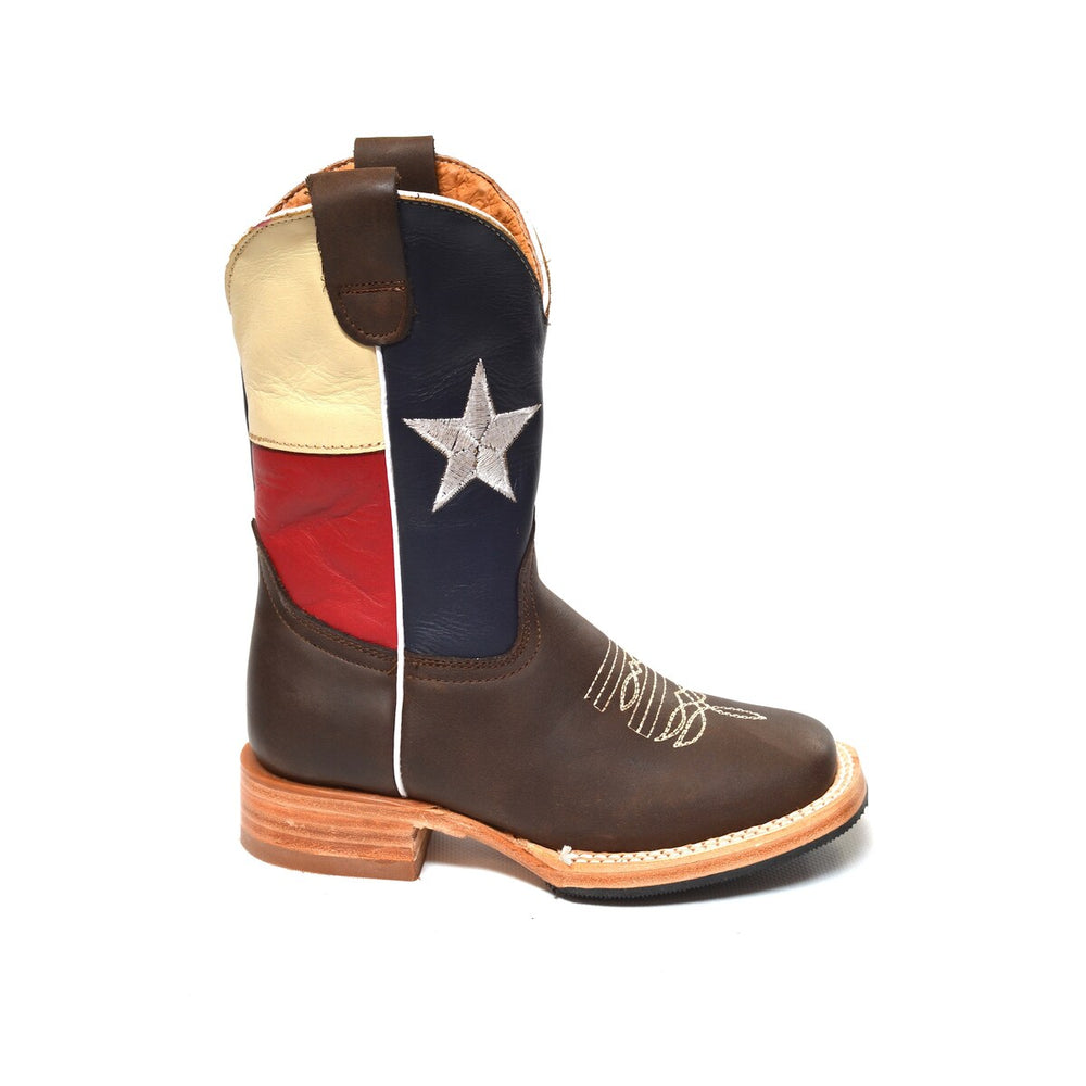 RedHawk Boot Co. Kids Wide Square Toe Cowboy Boots in Lone Star