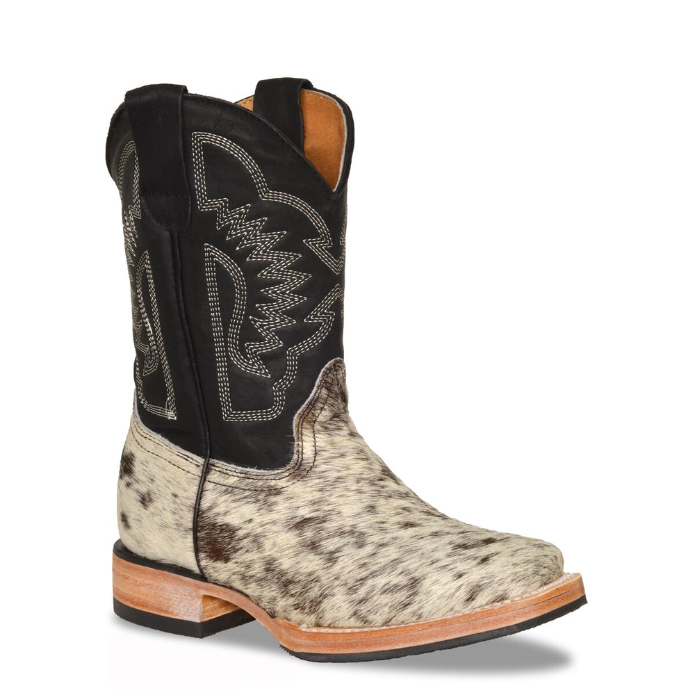 RedHawk Boot Co. Kids Wide Square Toe Cowboy Boots in Salt and Pepper