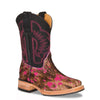 RedHawk Boot Co. Kids Wide Square Toe Cowgirl Boots in Fuchsia/Black