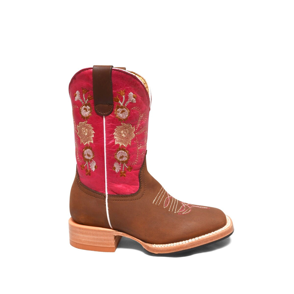 RedHawk Boot Co. Kids Wide Square Toe Cowgirl Boots in Fuchsia