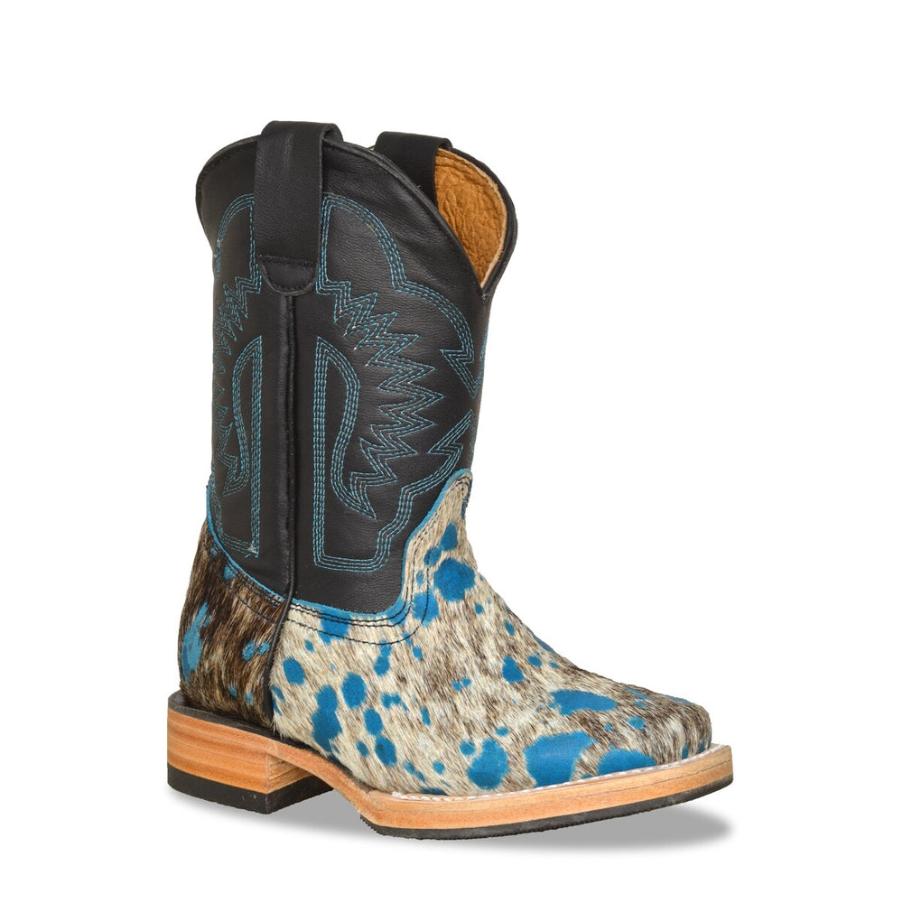 RedHawk Boot Co. Kids Wide Square Toe Cowgirl Boots in Turquoise/Black