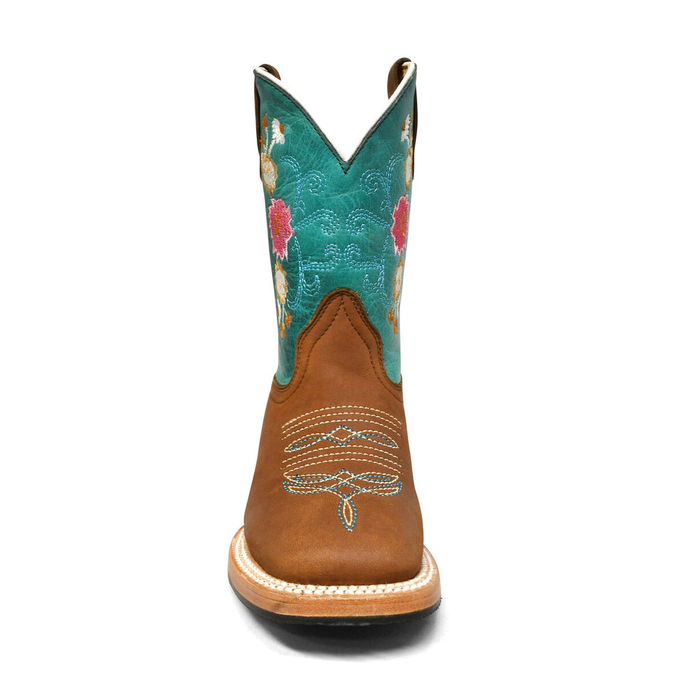 RedHawk Boot Co. Kids Wide Square Toe Cowgirl Boots in Turquoise