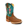 RedHawk Boot Co. Kids Wide Square Toe Cowgirl Boots in Turquoise