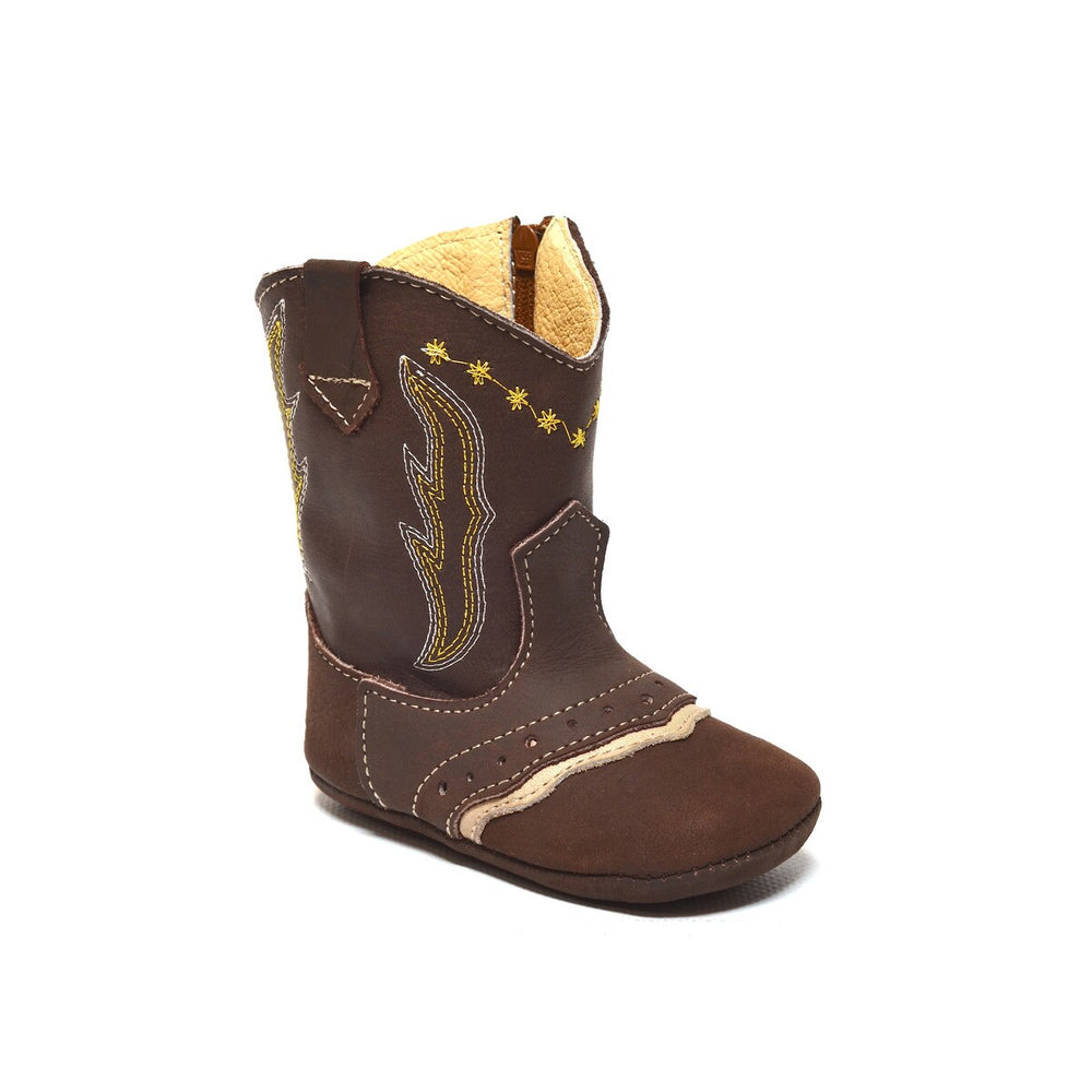 RedHawk Boot Co. Little Cowpokes Round Toe Booties in Chocolate