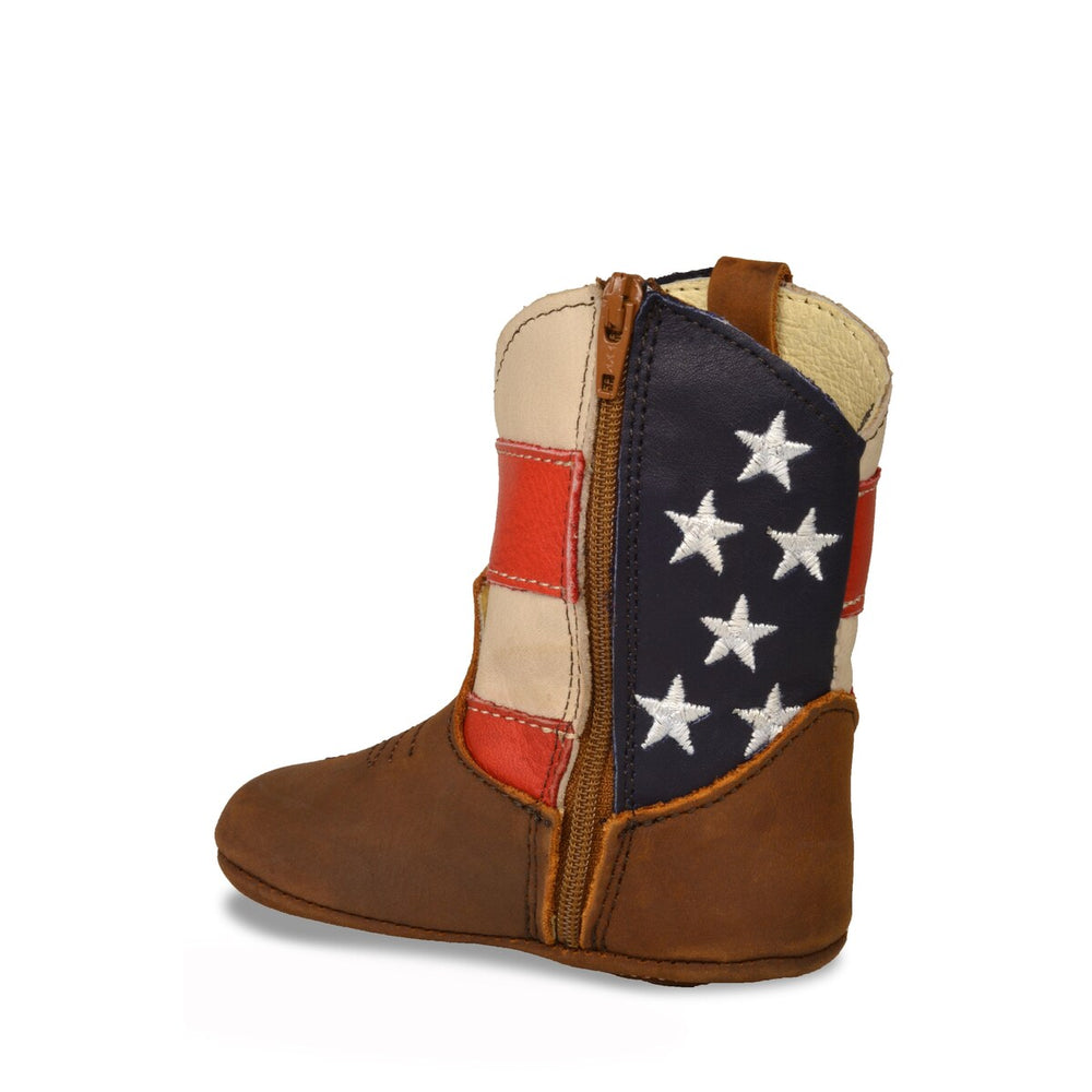 RedHawk Boot Co. Little Cowpokes Round Toe Booties in Star/Stripes