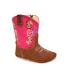 RedHawk Boot Co. Little Cowpokes Square Toe Booties in Fuchsia/Brown