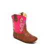 RedHawk Boot Co. Little Cowpokes Square Toe Booties in Fuchsia/Brown