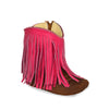 RedHawk Boot Co. Little Cowpokes Square Toe Booties in Fuchsia Fringe