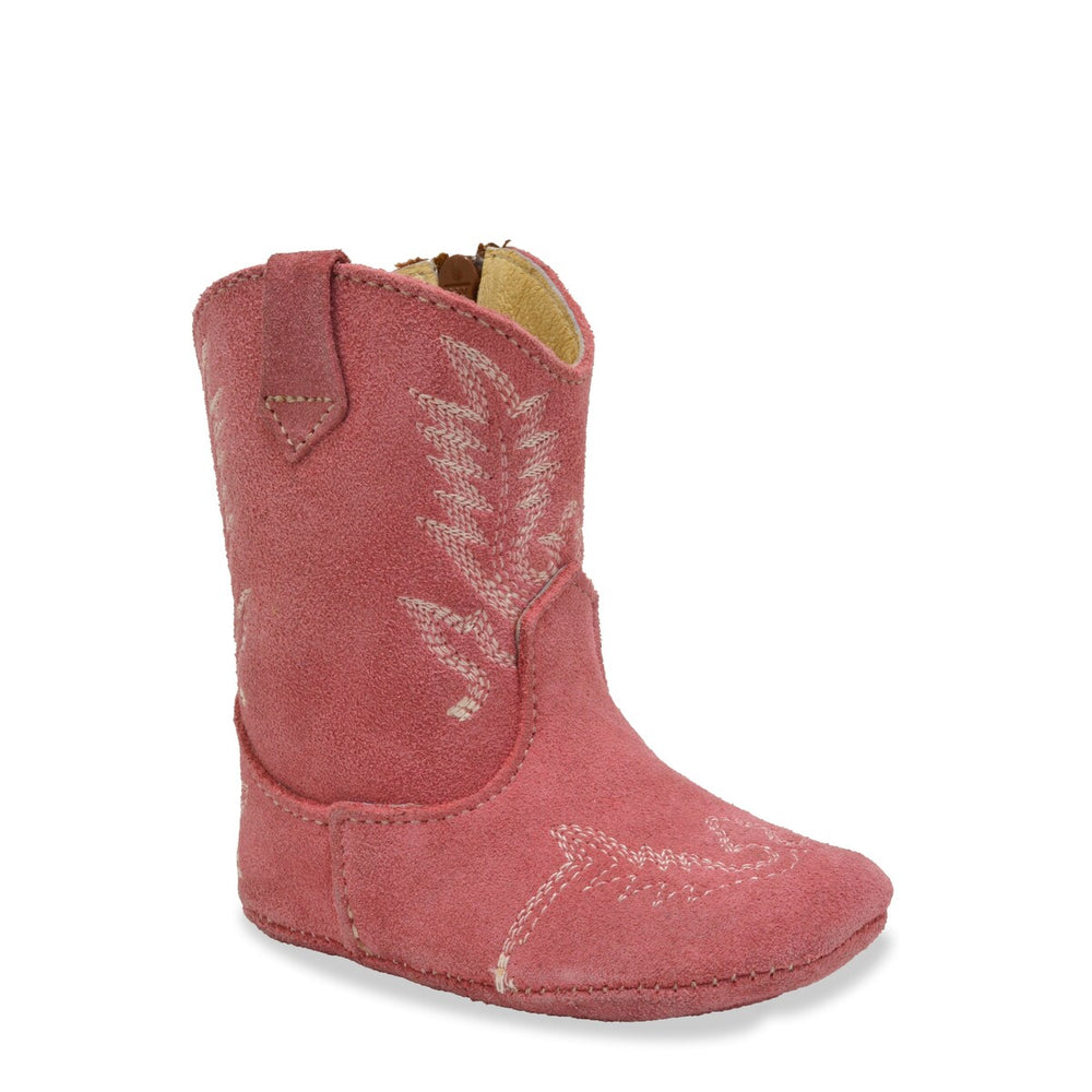 RedHawk Boot Co. Little Cowpokes Square Toe Booties in Pink