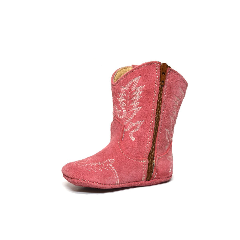 RedHawk Boot Co. Little Cowpokes Square Toe Booties in Pink