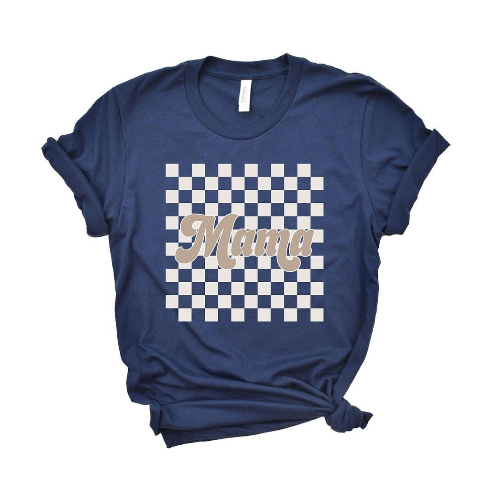 Retro Checkered Mama Short Sleeve Crewnneck Tee