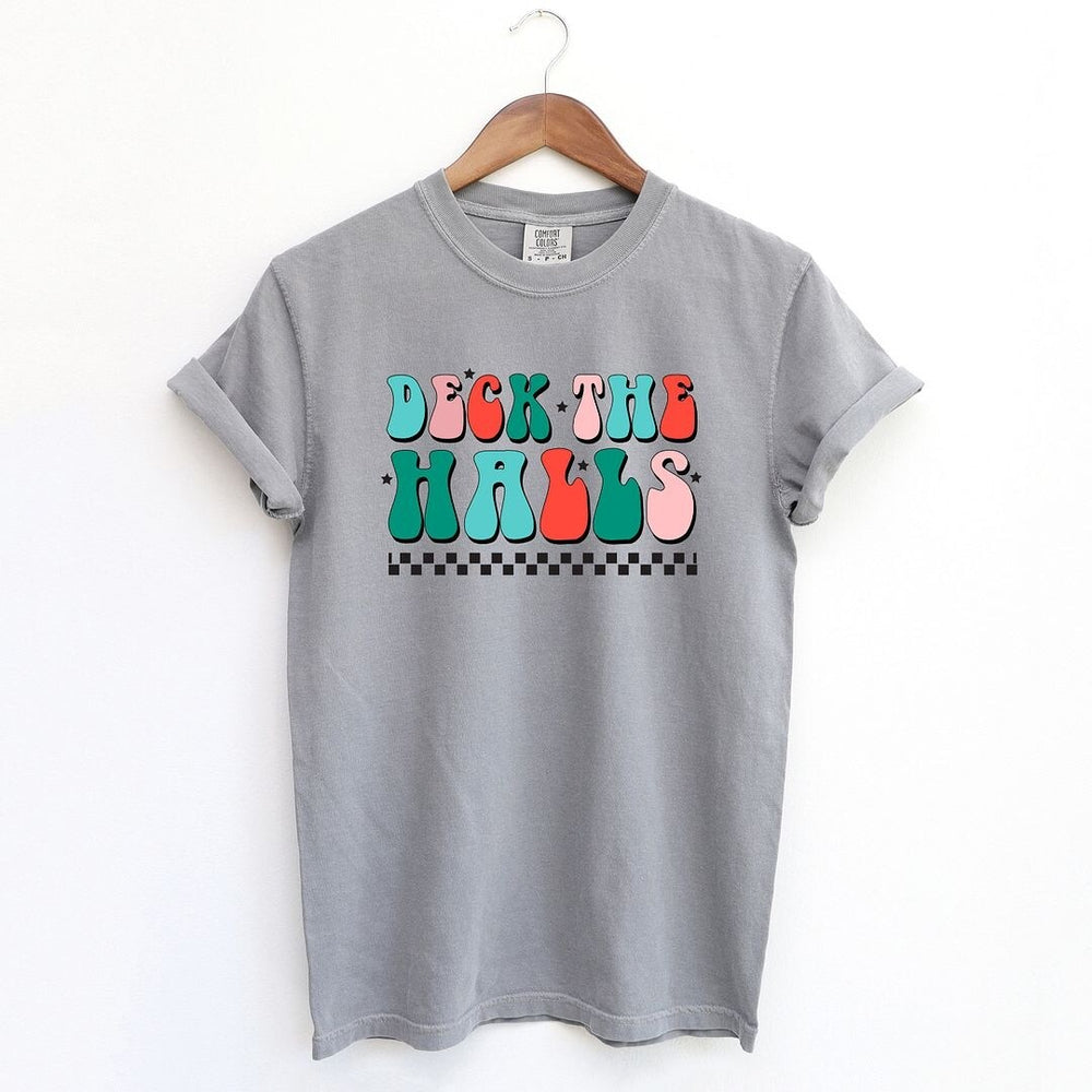 Retro Deck The Halls Checkered Garment Dyed Tee