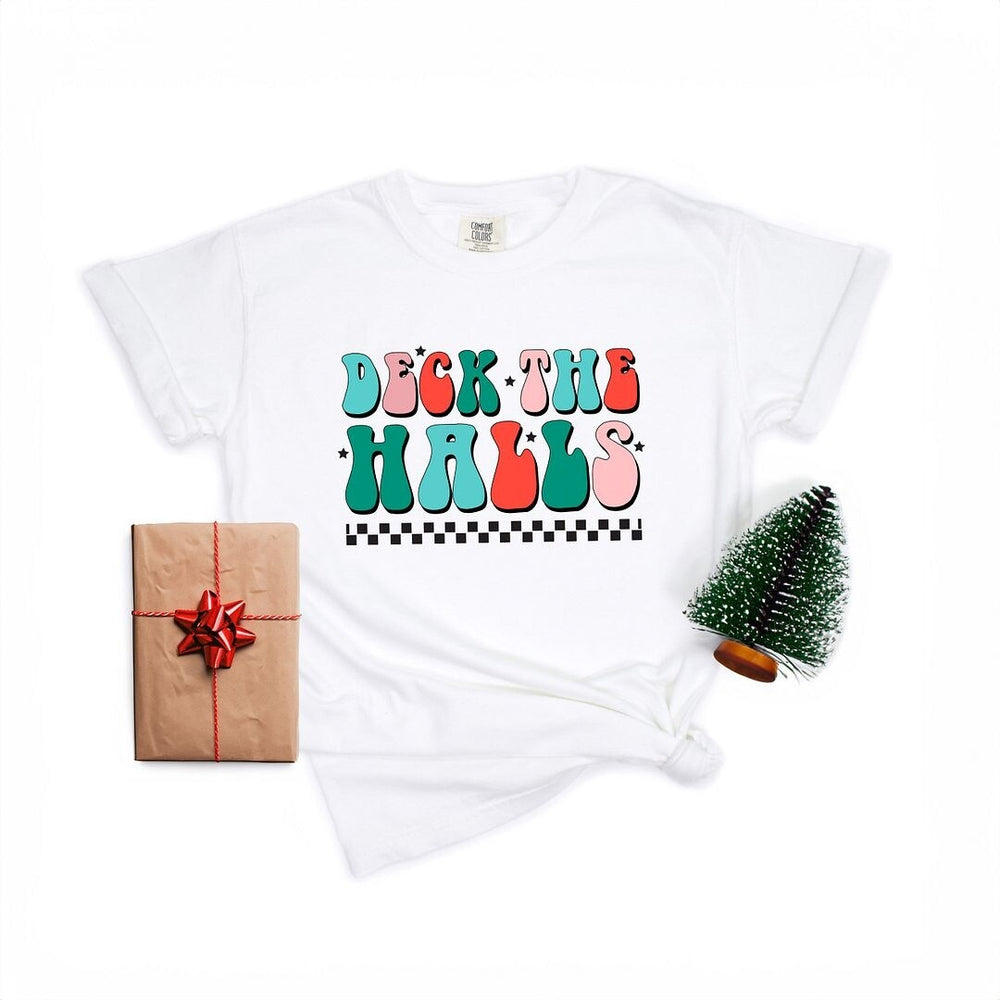 Retro Deck The Halls Checkered Garment Dyed Tee