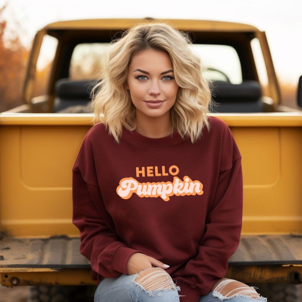 Retro Hello Pumpkin Graphic Sweatshirt