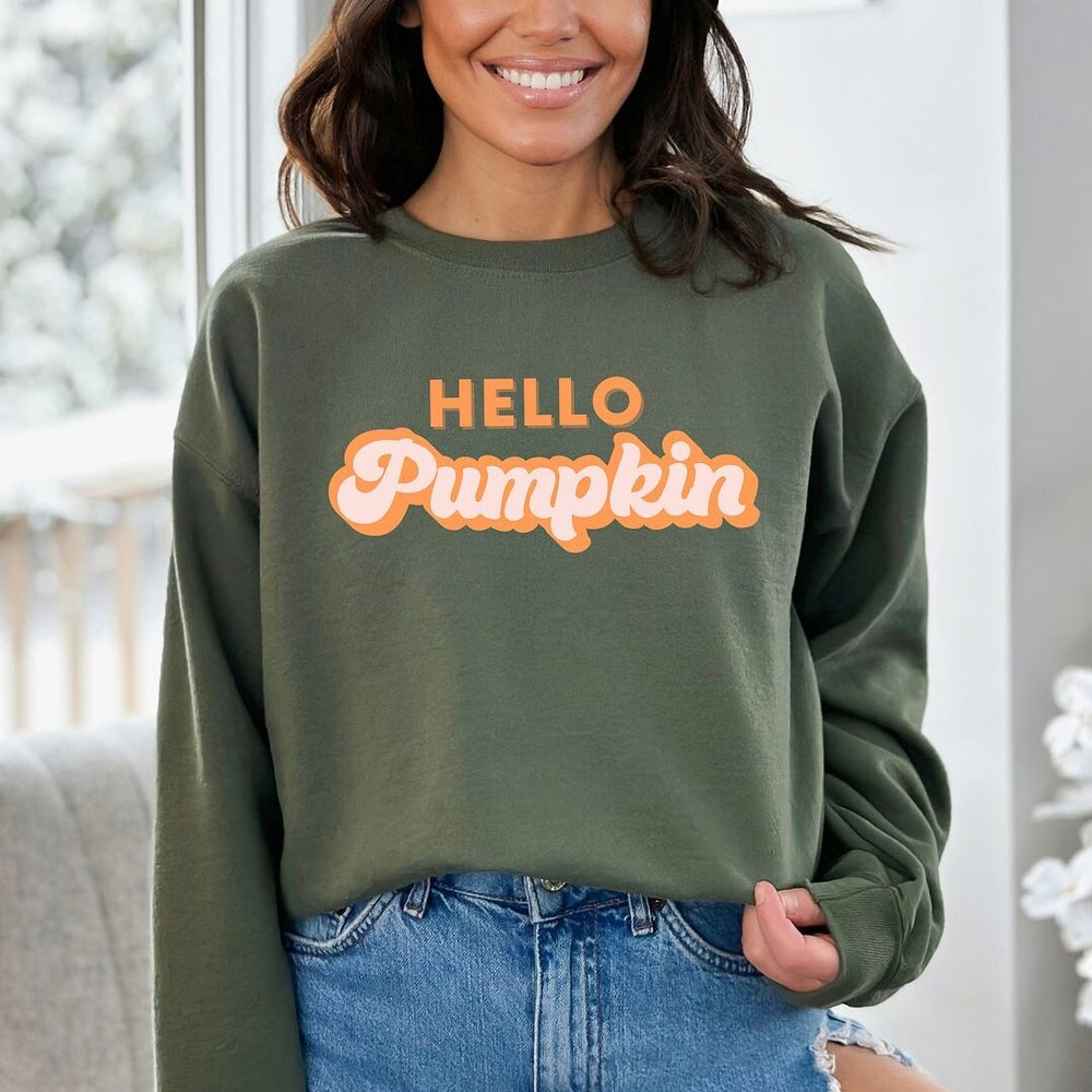 Retro Hello Pumpkin Graphic Sweatshirt