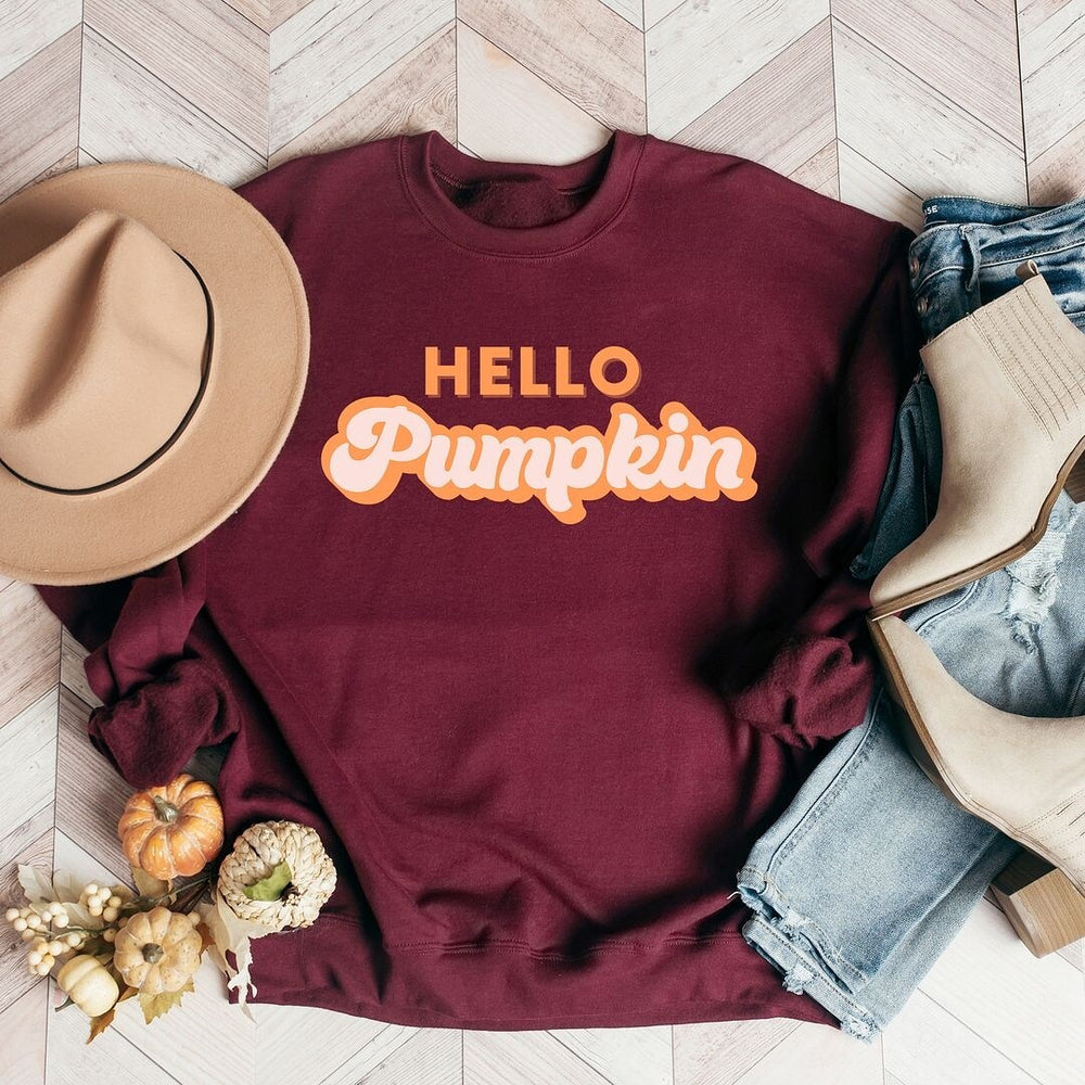 Retro Hello Pumpkin Graphic Sweatshirt