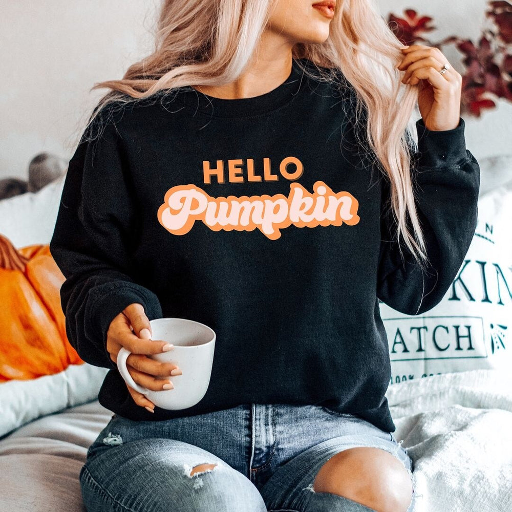 Retro Hello Pumpkin Graphic Sweatshirt