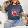 Retro Holly Jolly Vibes Short Sleeve Crewnneck Tee