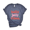 Retro Holly Jolly Vibes Short Sleeve Crewnneck Tee