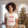 Retro Holly Jolly Vibes Short Sleeve Crewnneck Tee