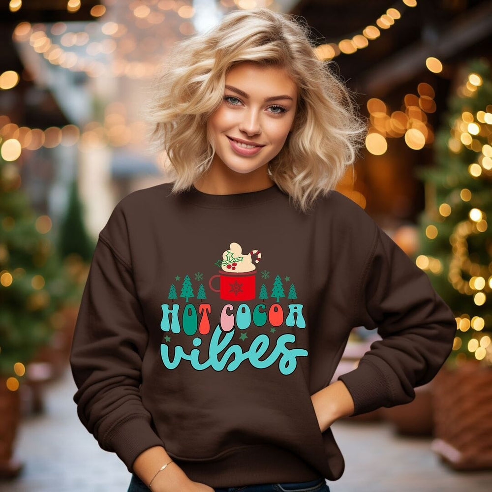 Retro Hot Cocoa Vibes Graphic Sweatshirt