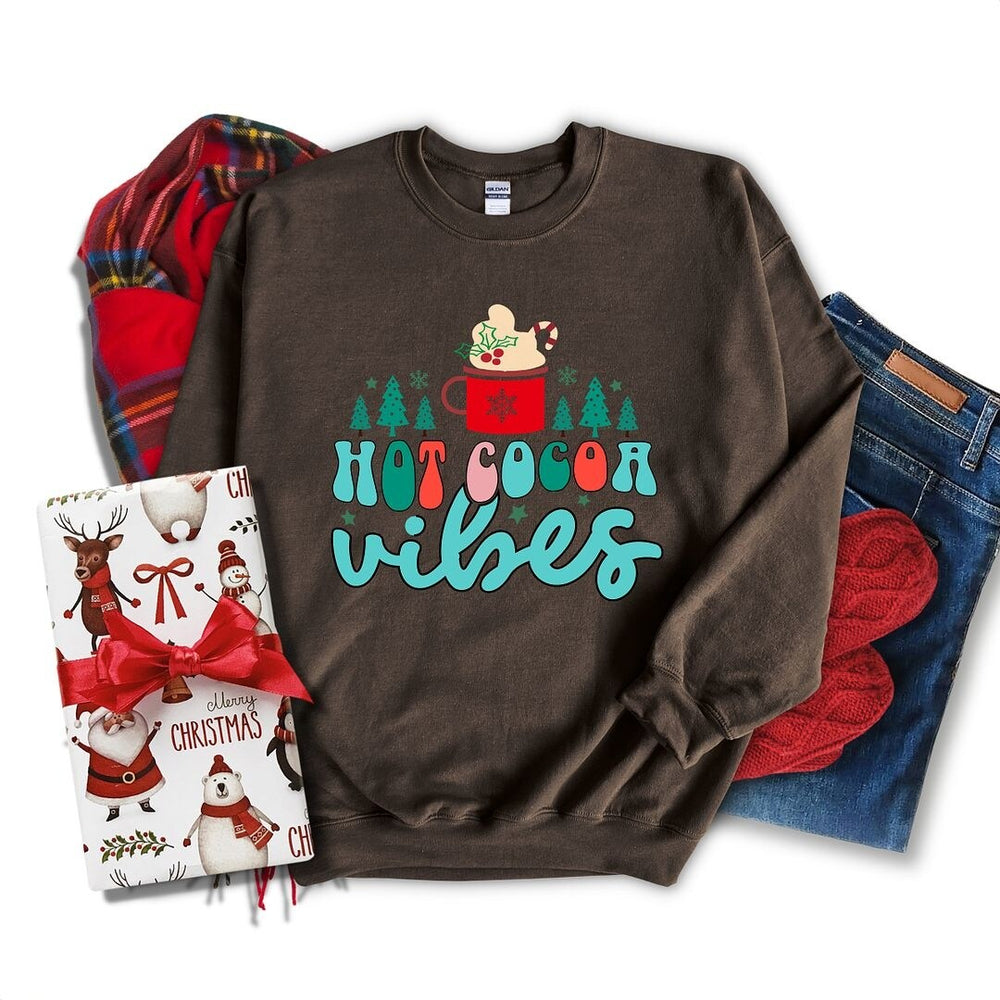 Retro Hot Cocoa Vibes Graphic Sweatshirt