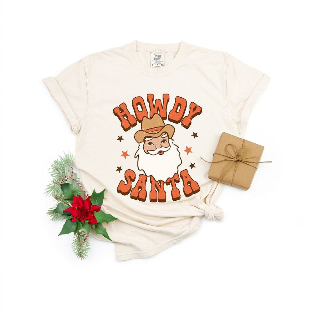 Retro Howdy Santa Garment Dyed Tee