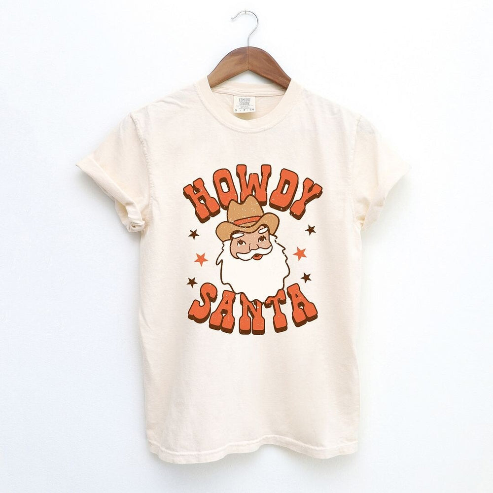 Retro Howdy Santa Garment Dyed Tee