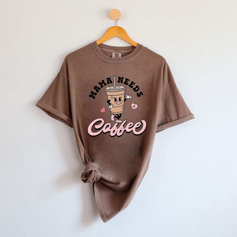 Retro Mama Needs Coffee Garment Dyed Tee