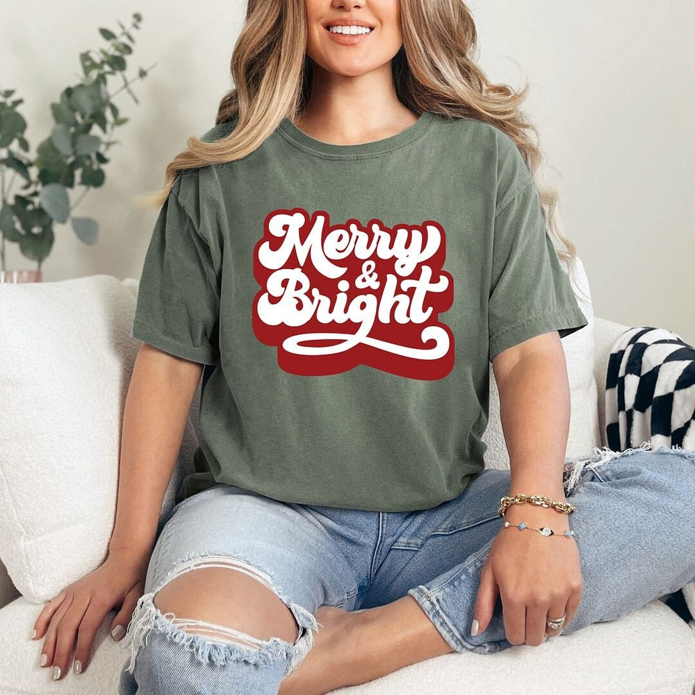 Retro Merry And Bright Garment Dyed Tee