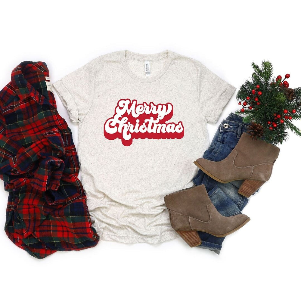 Retro Merry Christmas Short Sleeve Tee