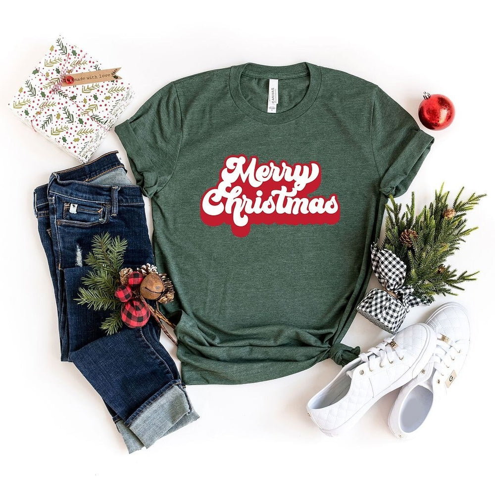 Retro Merry Christmas Short Sleeve Tee