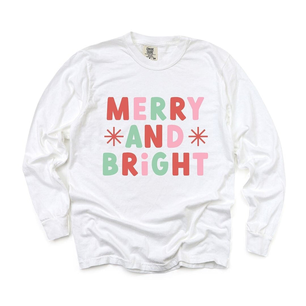 Retro Merry and Bright Stars Garment Dyed Long Sleeve