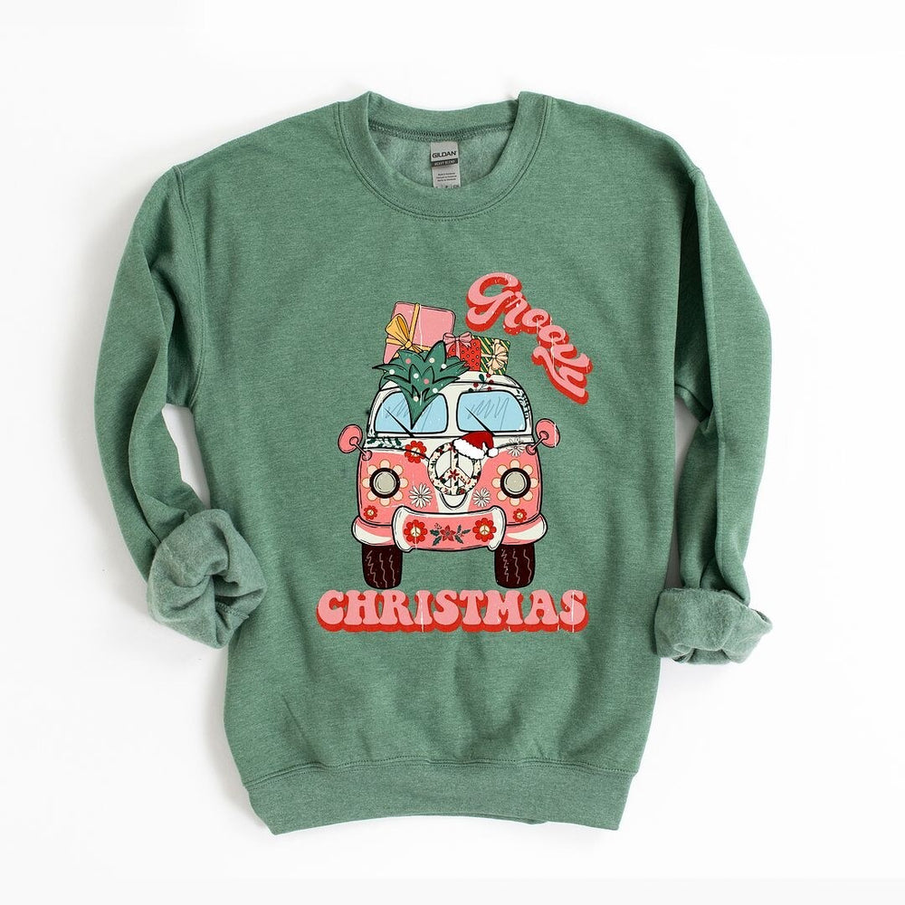 Retro Van Groovy Christmas Graphic Sweatshirt