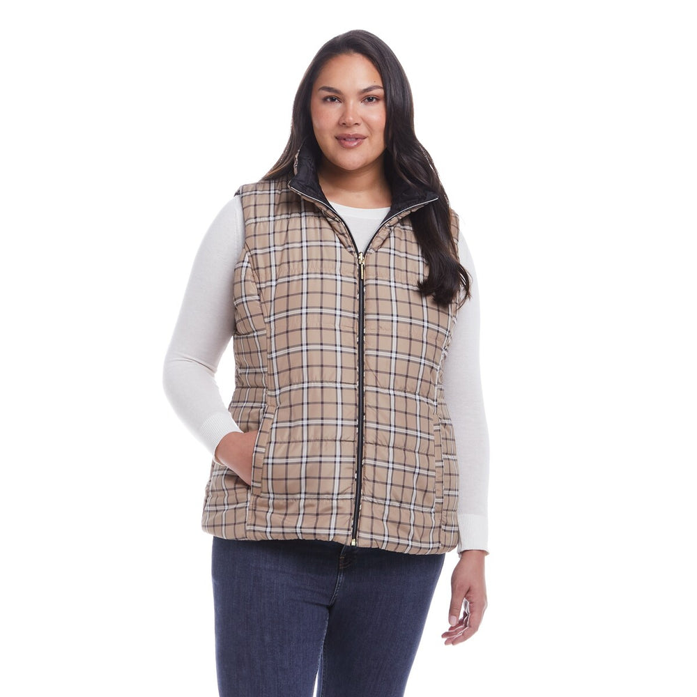 Reversible Plaid Quilted Vest