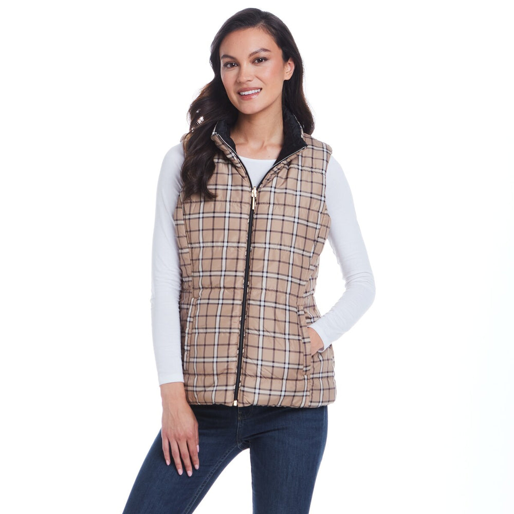 Reversible Plaid Quilted Vest