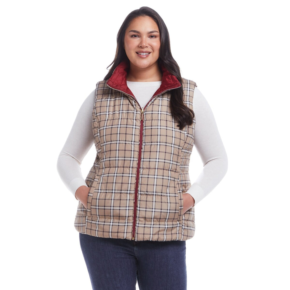 Reversible Plaid Quilted Vest