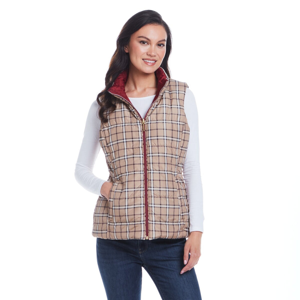 Reversible Plaid Quilted Vest