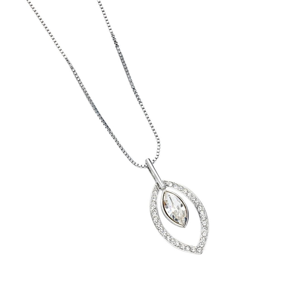 Rhodium Marquis Pave Swarovski Crystal Pendant Necklace