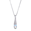 Rhodium Plated AB Briolette Drop Necklace with Swarovski Crystal - White