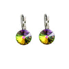 Rhodium plated Rivoli Drop leverback Earrings with Vitrail Medium Swarovski Crystals