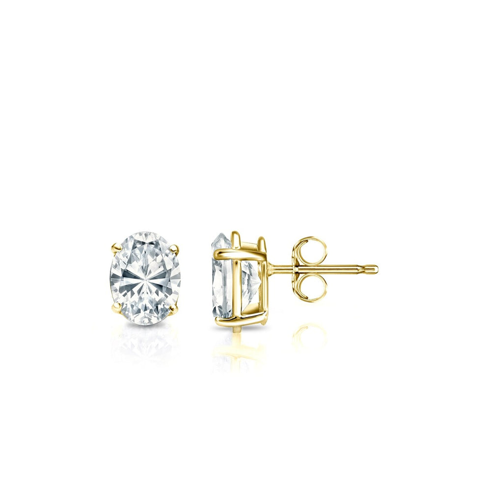 RhythmRocks 14k Gold Lab Grown Oval Diamond Stud Earrings 0.25 ct. tw. 4-Prong Push-Back (E-F VS)