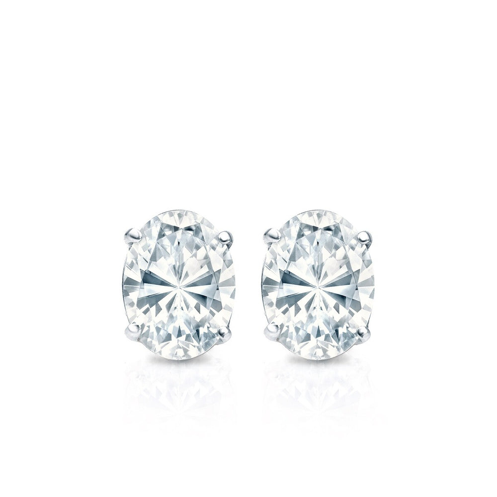 RhythmRocks 14k Gold Lab Grown Oval Diamond Stud Earrings 0.25 ct. tw. 4-Prong Push-Back (E-F VS)