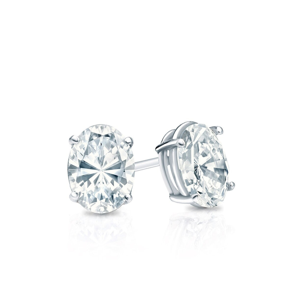 RhythmRocks 14k Gold Lab Grown Oval Diamond Stud Earrings 0.25 ct. tw. 4-Prong Screw-Back (E-F VS)