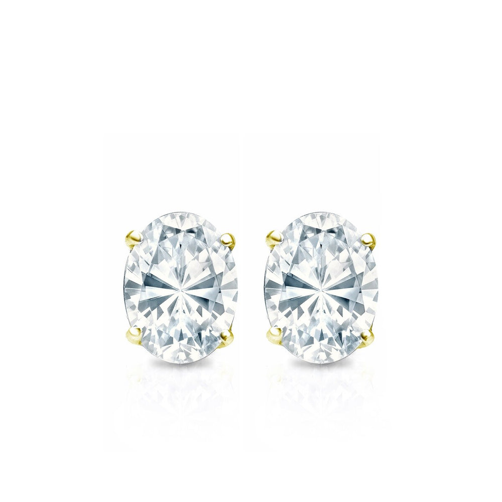 RhythmRocks 14k Gold Lab Grown Oval Diamond Stud Earrings 0.25 ct. tw. 4-Prong Screw-Back (E-F VS)