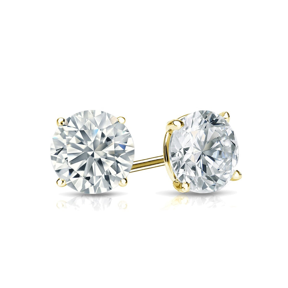 RhythmRocks 14k Gold Lab Grown Round Diamond Stud Earrings 0.25 ct. tw. 4-Prong Martini Screw-Back (E-F VS)